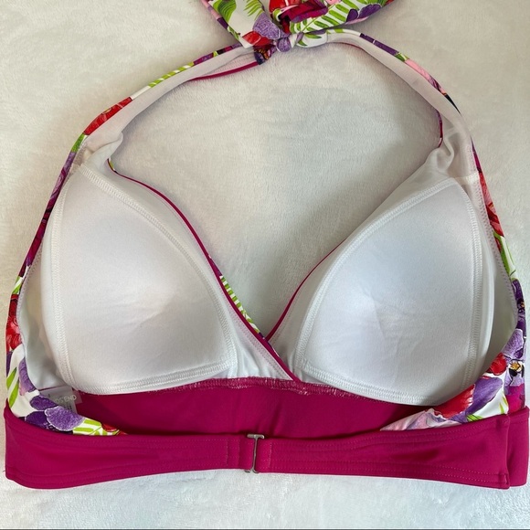 Lands End Floral Halter Bikini Top Size 8 - Picture 7 of 9